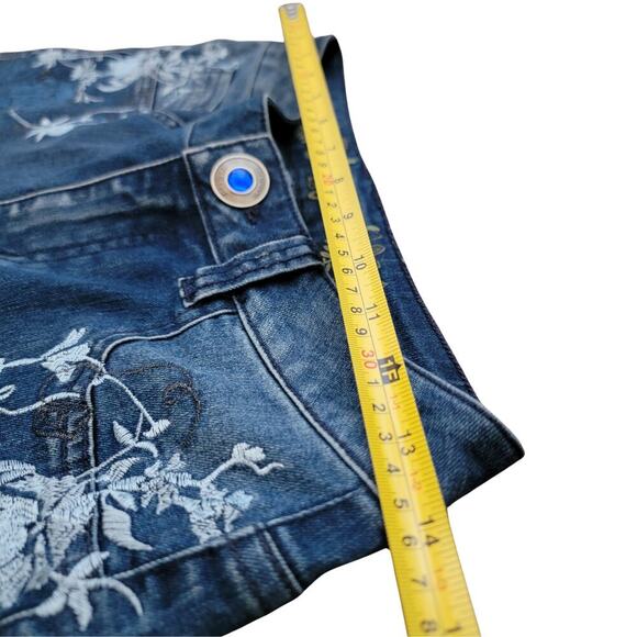 DESIGUAL Karen Floral Embroidered Cropped Jeans Womens 28 Pattern Garden Art - Picture 11 of 13